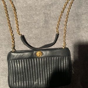 Anne Klein vintage black quilted leather crossbody